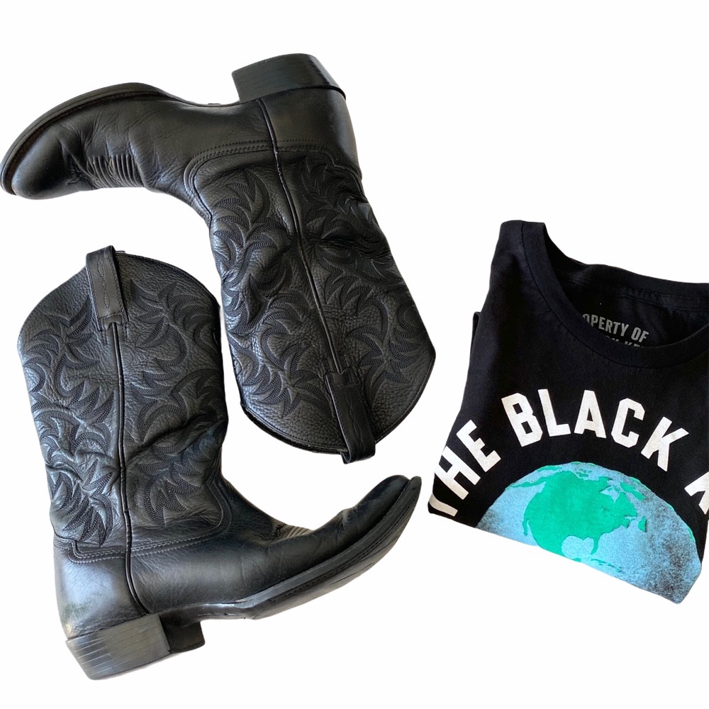 Ariat ✪ Heritage Classic Western Leather Cowboy Boots Boot ✪ Black 10D - Picture 2 of 16